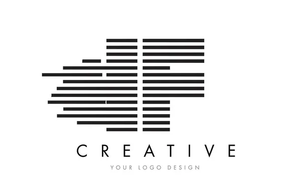 IF I F Zebra Carta Logo Design com listras pretas e brancas — Vetor de Stock