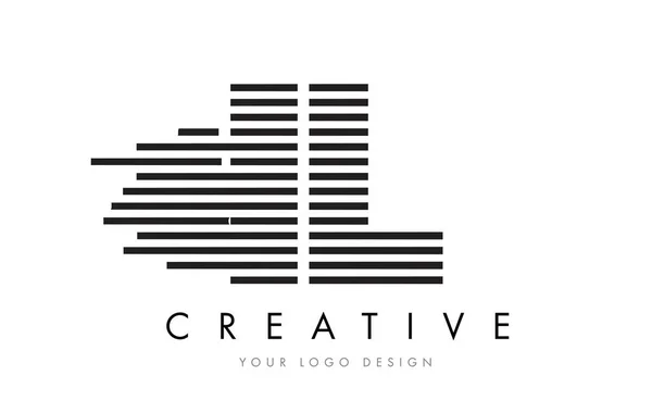 Il I L ζέβρα γράμμα Σχεδιασμός λογότυπου με μαύρο και άσπρο ρίγες — Διανυσματικό Αρχείο