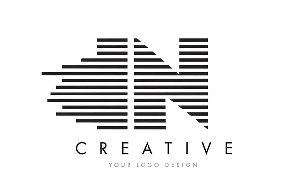 IN I N Zebra Carta Logo Design com listras pretas e brancas — Vetor de Stock