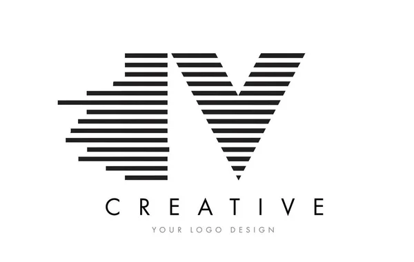 IV I V Zebra Letter Logo suunnittelu musta ja valkoinen raita — vektorikuva