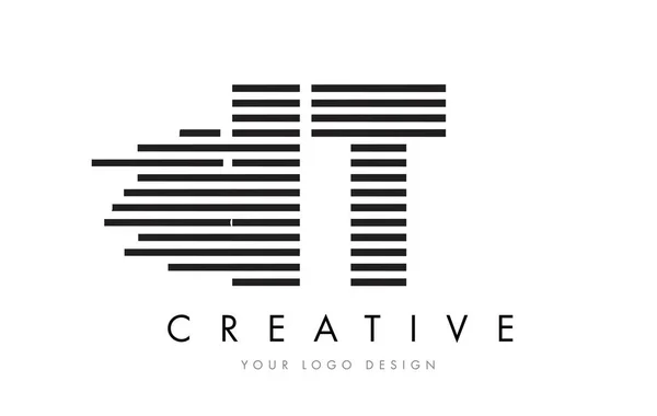 IT I T Zebra Letter Logo Design with Black and White Stripes — Stock Vector