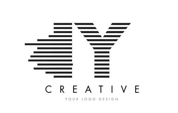 Iy ben Y Zebra harf Logo tasarımı siyah ve beyaz çizgili — Stok Vektör