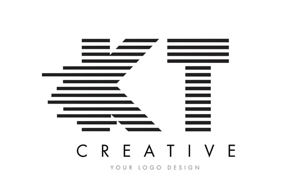 Kt K T 斑马字母标志设计有黑色和白色的条纹 — 图库矢量图片