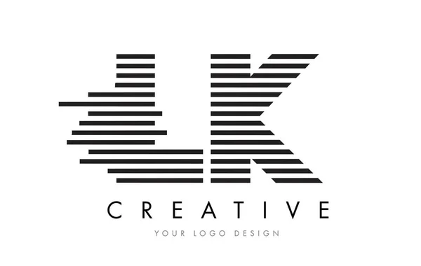 Łk L K Zebra list Logo Design z czarno-białe paski — Wektor stockowy