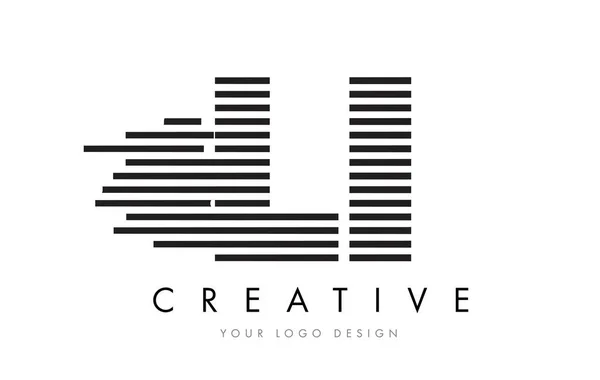 Diseño del logotipo de la letra LI L I Zebra con rayas en blanco y negro — Archivo Imágenes Vectoriales