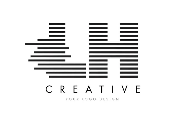 LH L H Zebra list Logo Design z czarno-białe paski — Wektor stockowy