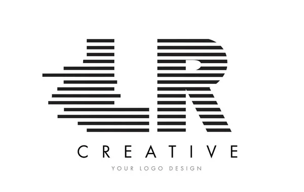 LR L R Zebra Letter Logo Design with Black and White Stripes — Stock Vector