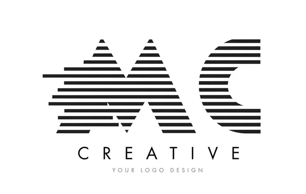 MC M C Zebra Lettera Logo Design con strisce in bianco e nero — Vettoriale Stock