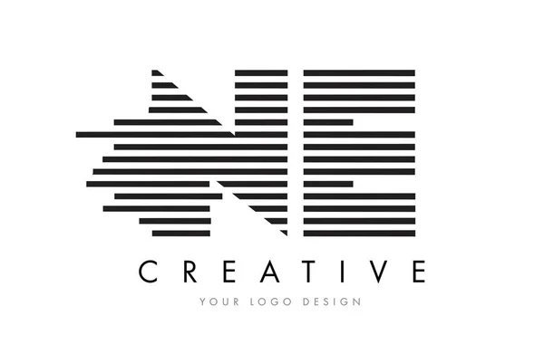 Ne N E Zebra list Logo Design z czarno-białe paski — Wektor stockowy
