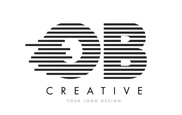 OB O B Zebra Lettre Logo Design avec des rayures noires et blanches — Image vectorielle