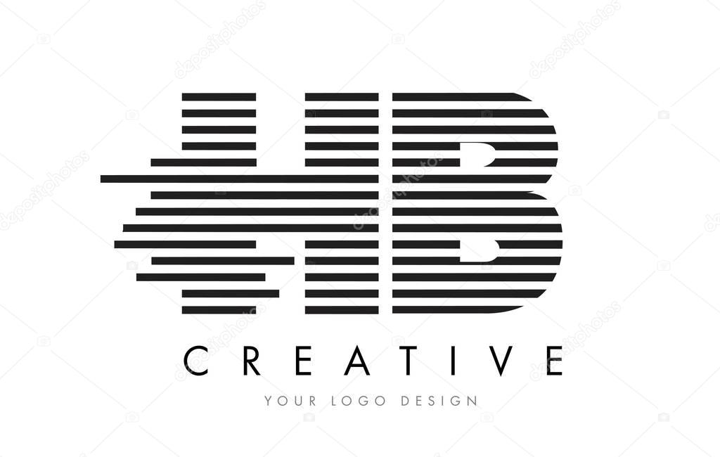 HB H B Zebra Letter Logo Design with Black and White Stripes Vector