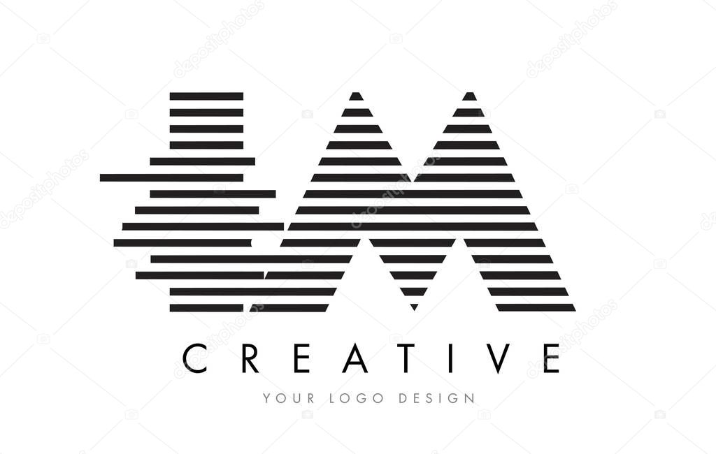 IM I M Zebra Letter Logo Design with Black and White Stripes Vector