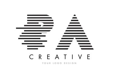 PA P bir Zebra harf Logo tasarımı siyah ve beyaz çizgili