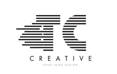 TC T C Zebra Letter Logo Design with Black and White Stripes clipart