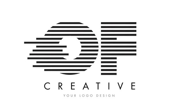 OF O F Zebra Carta Logo Diseño con rayas en blanco y negro — Archivo Imágenes Vectoriales