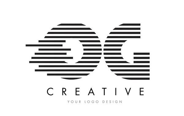 OG O G Zebra Letter Logo Design with Black and White Stripes — Stock Vector