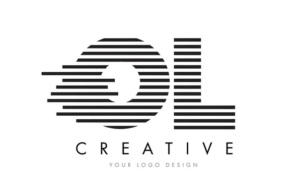 OL O L Zebra Letra Logotipo Diseño con Rayas en Blanco y Negro — Archivo Imágenes Vectoriales