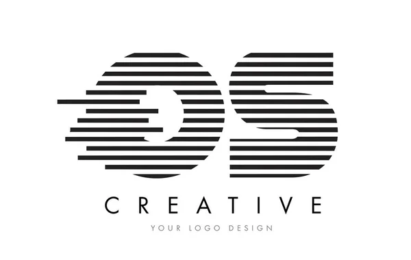OS O S Zebra Lettre Logo Design avec rayures noires et blanches — Image vectorielle