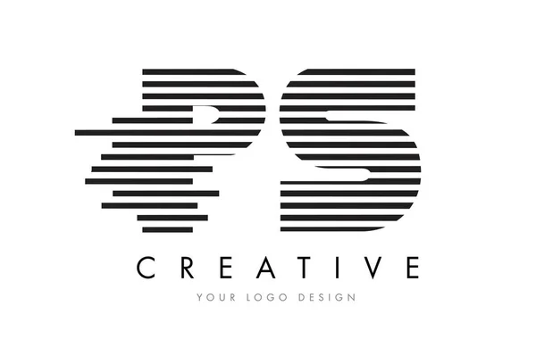 PS P S Zebra Logo tasarımı siyah ve beyaz çizgili harf