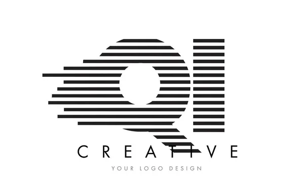 QI Q я Зебра лист дизайн логотипа з чорно-білі смуги — стоковий вектор
