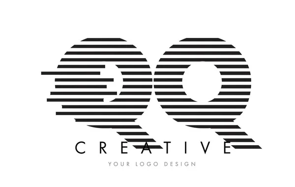 Diseño del logotipo de la letra de QQ Q Q Zebra con rayas en blanco y negro — Archivo Imágenes Vectoriales