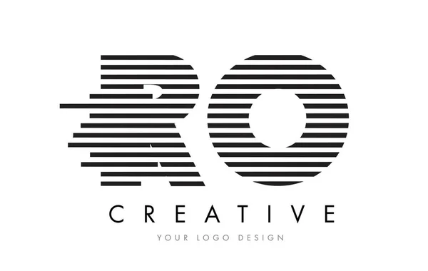 Ro R O Zebra brief Logo ontwerp met zwarte en witte strepen — Stockvector