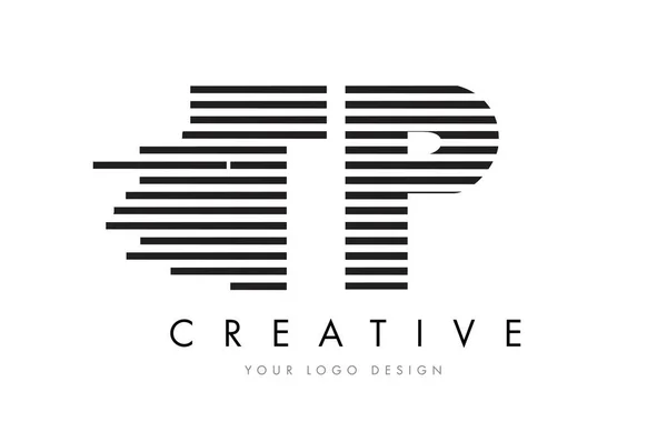TP T P Zebra Letter Logo Design with Black and White Stripes — Stock Vector