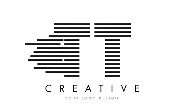 TT T Zebra Lettre Logo Design avec rayures noires et blanches — Image vectorielle