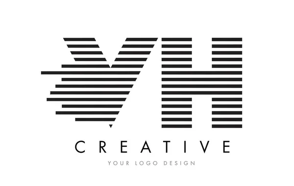 VH V H Zebra list Logo Design z czarno-białe paski — Wektor stockowy
