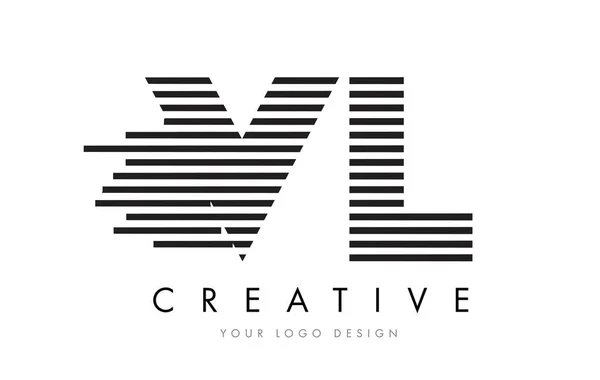 VL V L Zebra Letter Logo suunnittelu musta ja valkoinen raita — vektorikuva