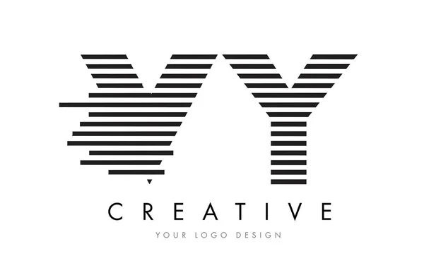 Logo tasarımı siyah ve beyaz çizgili Vy V Y Zebra mektup — Stok Vektör