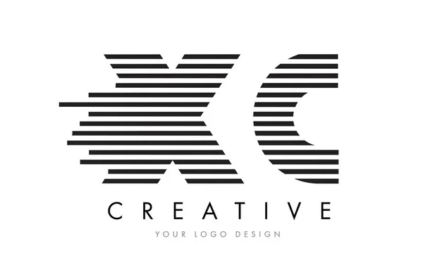 XC X C Zebra list Logo Design z czarno-białe paski — Wektor stockowy