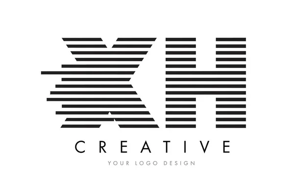 Zebra XH X H list Logo Design z czarno-białe paski — Wektor stockowy