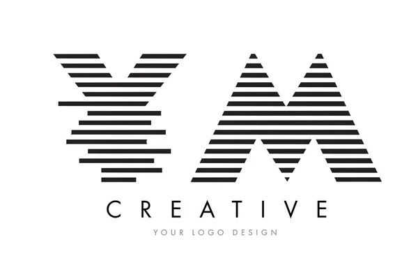 YM Y M Zebra Logo tasarımı siyah ve beyaz çizgili harf — Stok Vektör