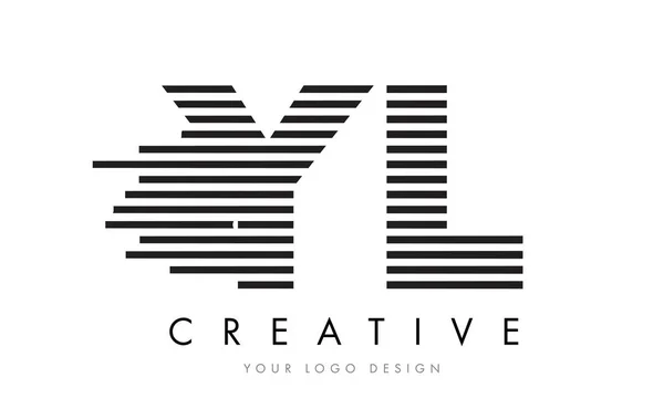YL Y L Zebra Carta Logo Design com listras pretas e brancas — Vetor de Stock