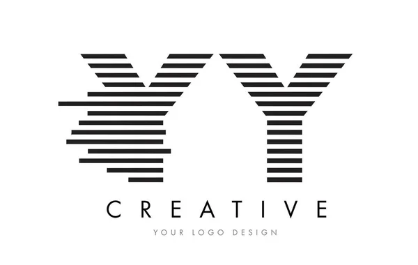 Yy Y Zebra Logo tasarımı siyah ve beyaz çizgili harf — Stok Vektör