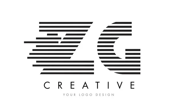 Logo ZG Z G Zebra Letter Design avec rayures noires et blanches — Image vectorielle