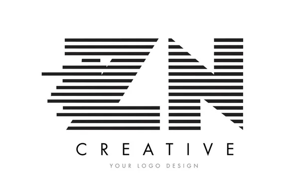 Zn Z N Zebra list Logo Design z czarno-białe paski — Wektor stockowy