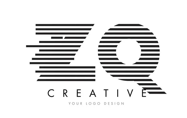 ZQ Z Q Zebra Letter Logo Design with Black and White Stripes — Stock Vector