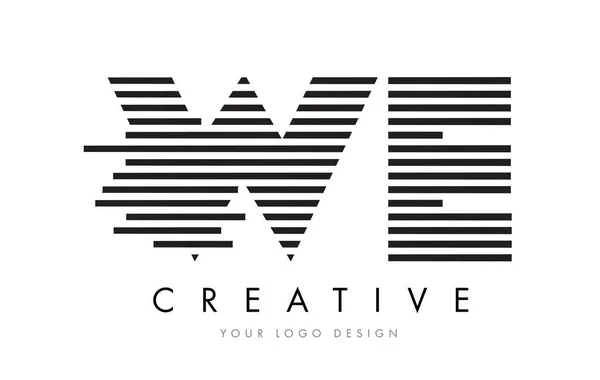 WE W E Zebra Letter Logo Design with Black and White Stripes — Stock Vector