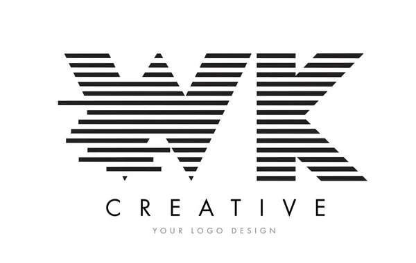 Logo WK W K Zebra Letter Design avec rayures noires et blanches — Image vectorielle