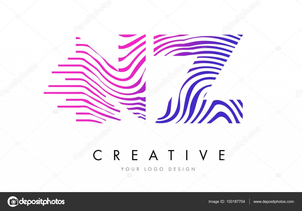 Nz N Z Zebra Lines Lettre Logo Design Avec Des Couleurs Magenta Image Vectorielle Par Ankreative C Illustration