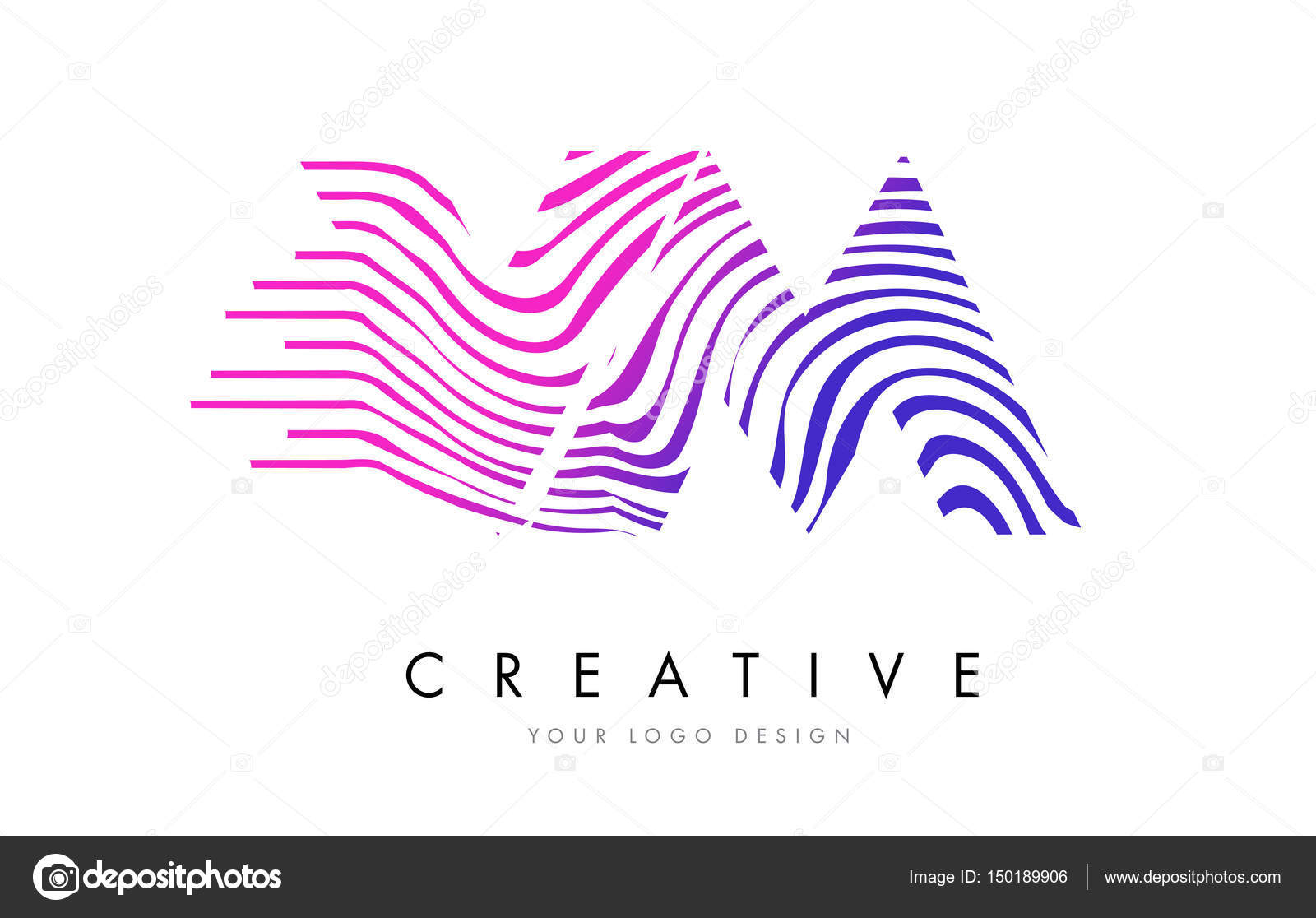 Vettore V M Logo Design Vm V M Zebra Linee Lettera Logo