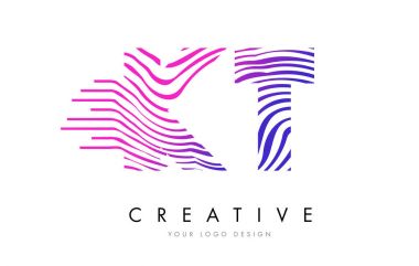 Logo tasarımı pembe renklerle mektubundaki KT K T Zebra satırları