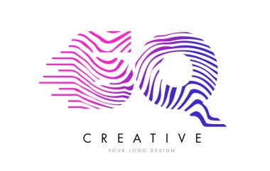 Logo tasarımı pembe renklerle mektubundaki SQ S Q Zebra satırları
