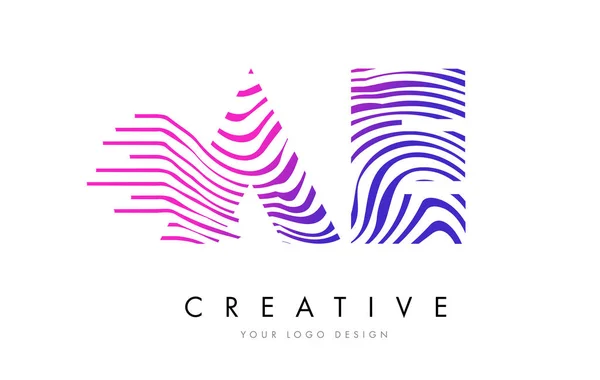 Ae a d Zebrastreifen Buchstabe Logo-Design mit Magentafarben — Stockvektor