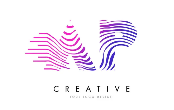AP bir P Zebra satırları mektup Logo tasarımı pembe renkler ile — Stok Vektör