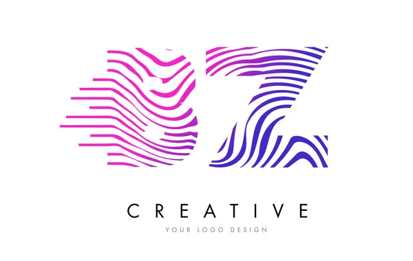 BZ B Z Zebra Lines Lines Letter & Design with Magenta Colors — стоковый вектор