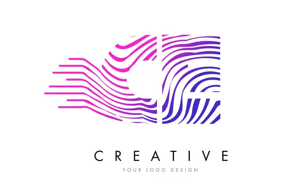 Logo tasarımı pembe renklerle mektubundaki CE C E Zebra satırları — Stok Vektör