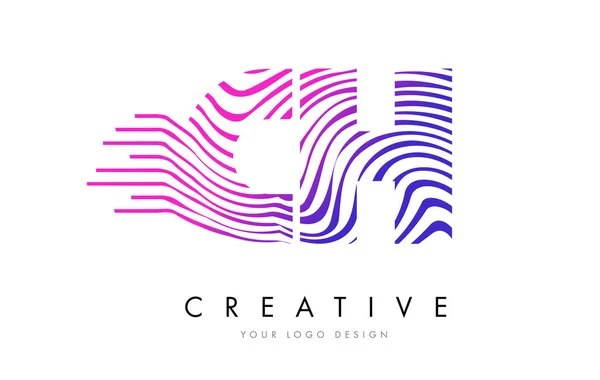 Ch c h Zebrastreifen Brief Logo Design mit magenta Farben — Stockvektor